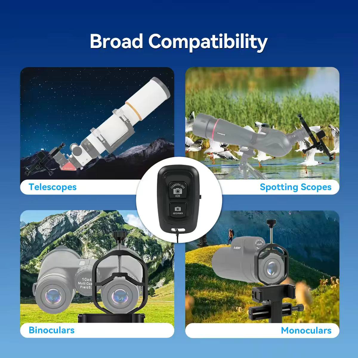 Adaptateur universel pour téléphone à 3 axes SVBONY SV214 Pro avec obturateur 28 mm-64 mm - W9176A / W9176B