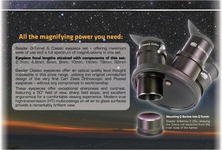 Baader Planetarium Accessory Baader Q-Turret Eyepiece Set (eyepiece revolver, 4x Classic Ortho, 1x Q-Barlow 2.25x) - 2957000