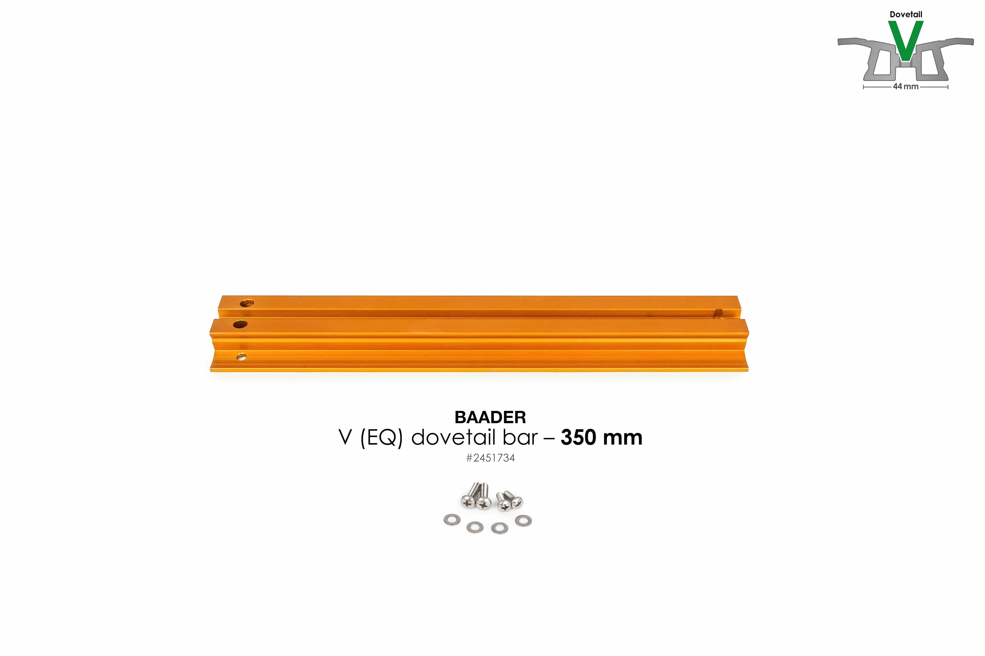Baader Planetarium Accessory Baader V-Dove Tail Celestron-Orange Anodized Aluminum, 345mm Long, Drilled for Celestron 8" SC / HD - 2451734