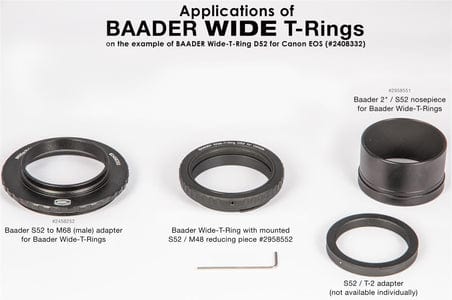 Baader Planetarium Accessory Baader Wide T-Ring Canon EOS with D52i to T-2 and S52 - 2408332