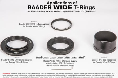 Baader Planetarium Accessory Baader Wide T-Ring Canon EOS with D52i to T-2 and S52 - 2408332