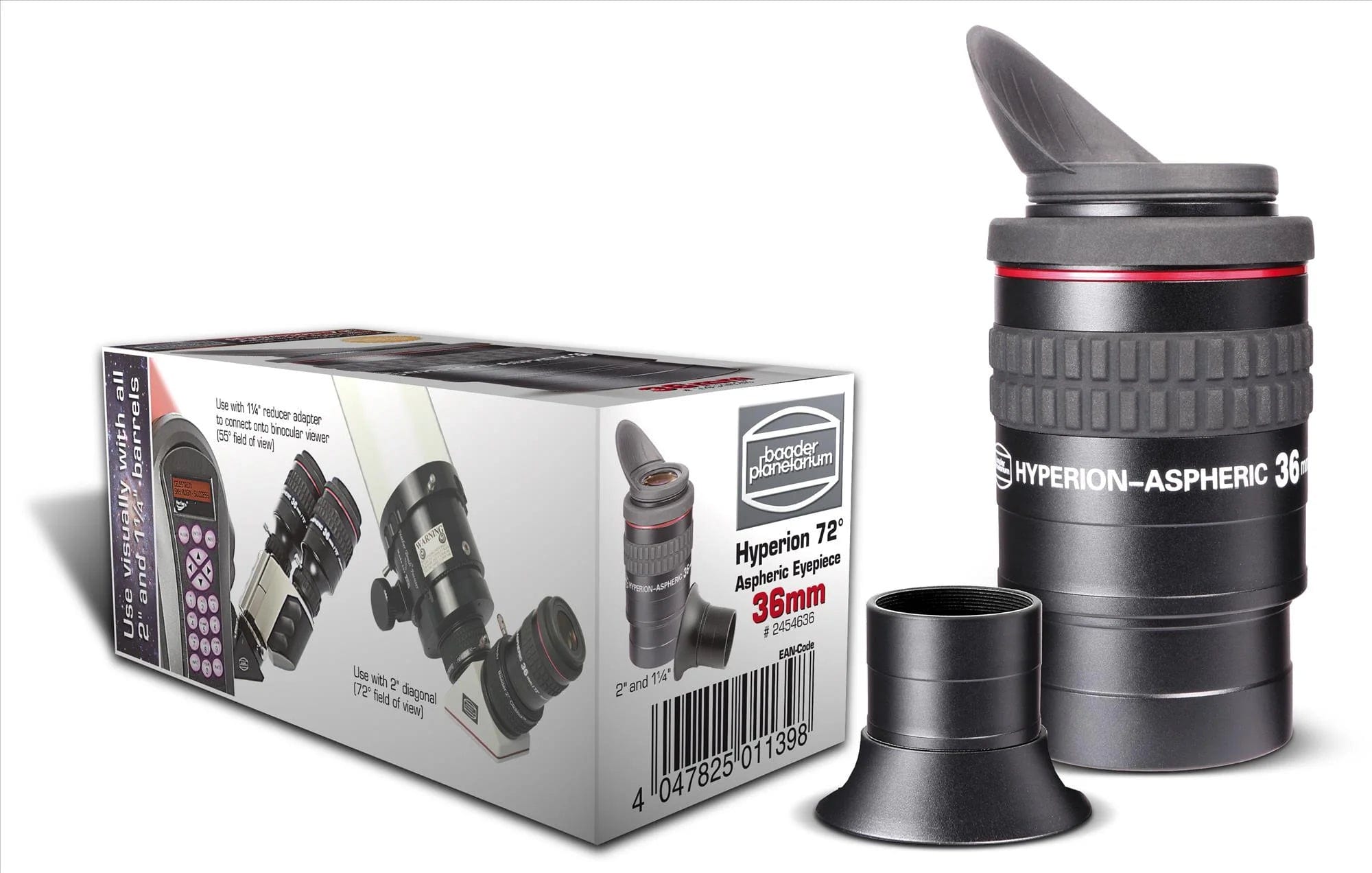 Baader Planetarium Eyepiece Baader Hyperion Aspheric 72 degree 36mm Eyepiece, with New Winged Eyeshield - 2454636