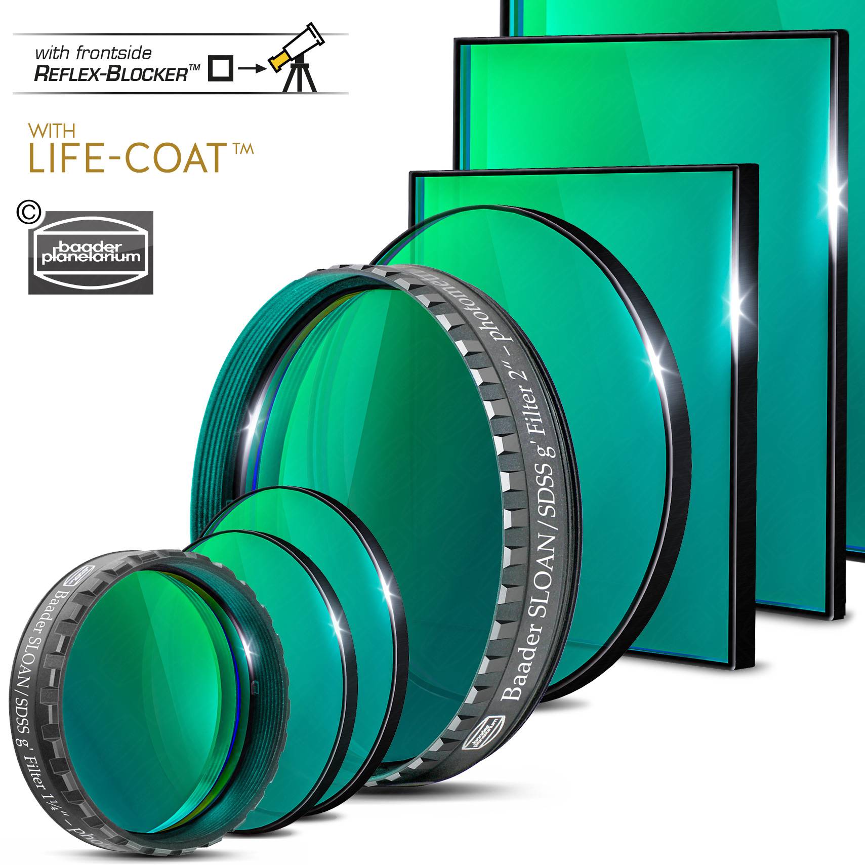 Baader Planetarium Filters SLOAN/SDSS g'-Filter 36mm – photometric - 2961702G