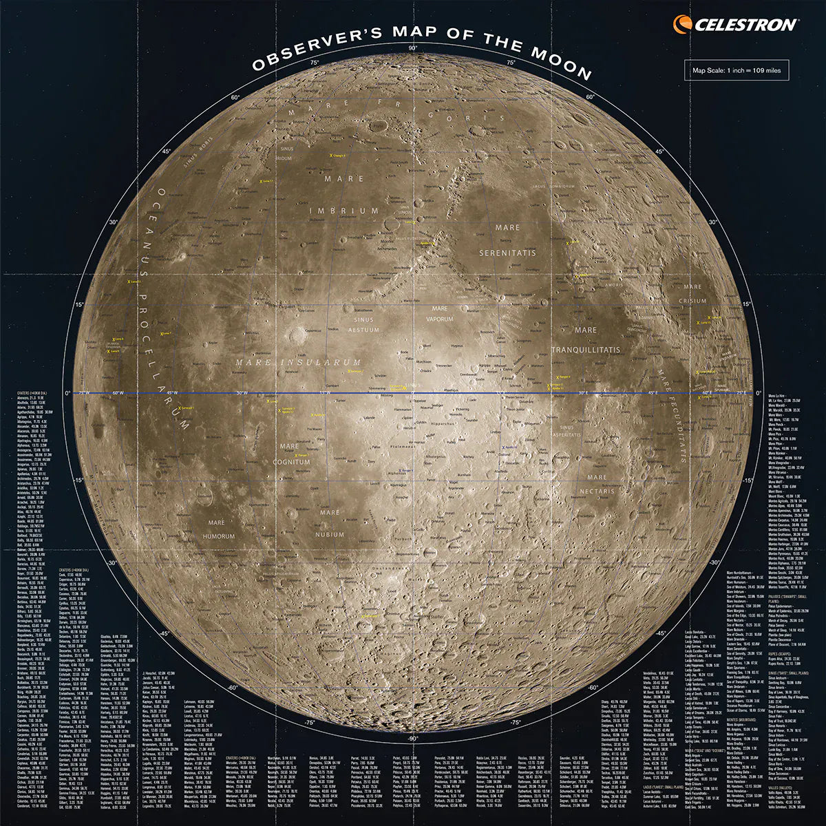 Celestron Books Celestron Deluxe Folding Moon Map - 93704