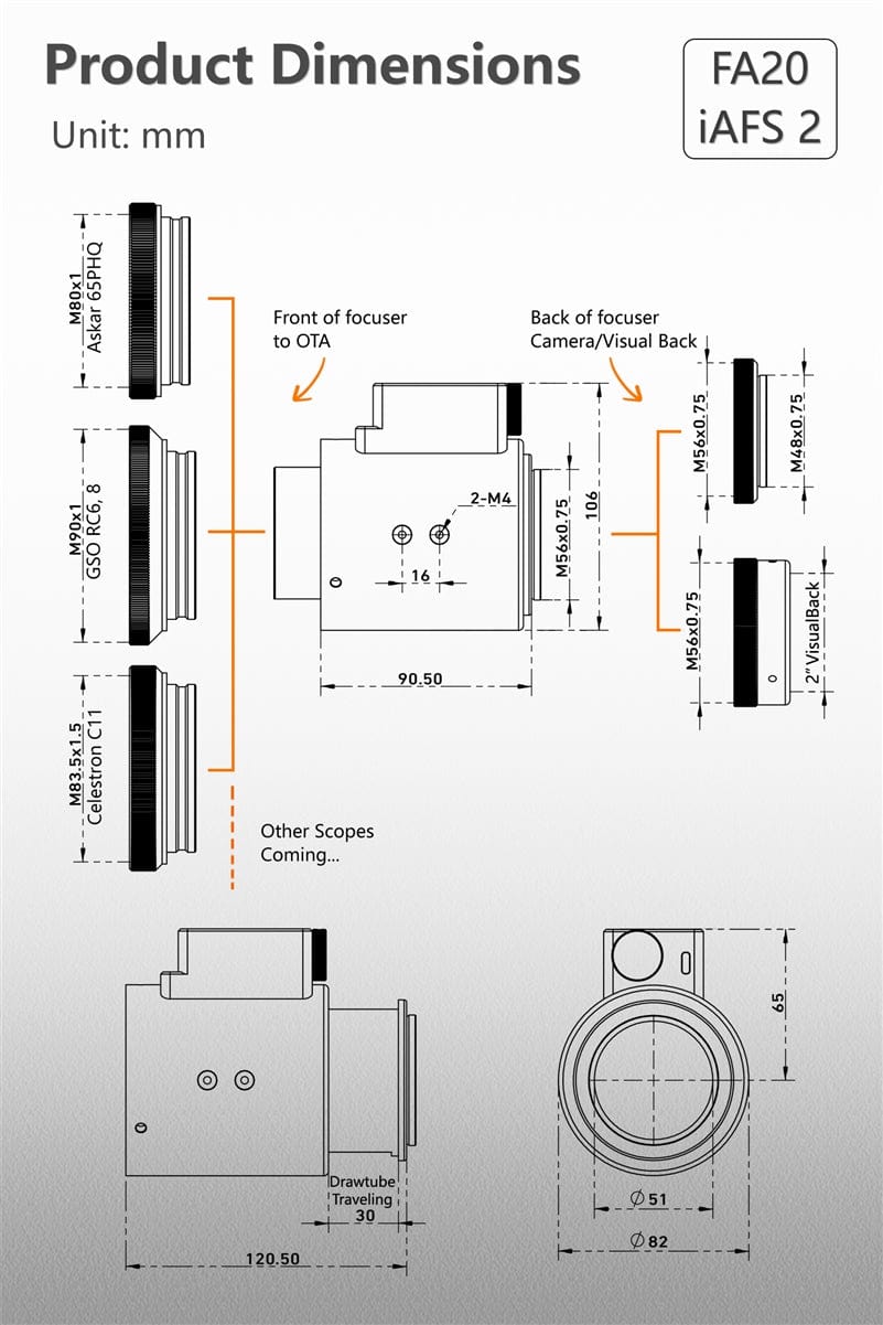 iOptron Accessory iOptron iAFS 2" Electronic Inline Automatic Focuser - FA20