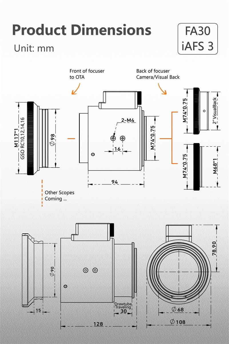 iOptron Accessory iOptron iAFS 3" Electronic Inline Automatic Focuser - FA30