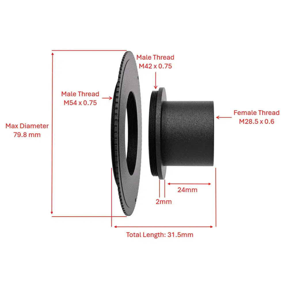 Pegasus Astro Accessories Pegasus Astro M42M to 1.25 Nosepiece & M54M to M42F Adapter - PEG-ADAPT-SE125NP