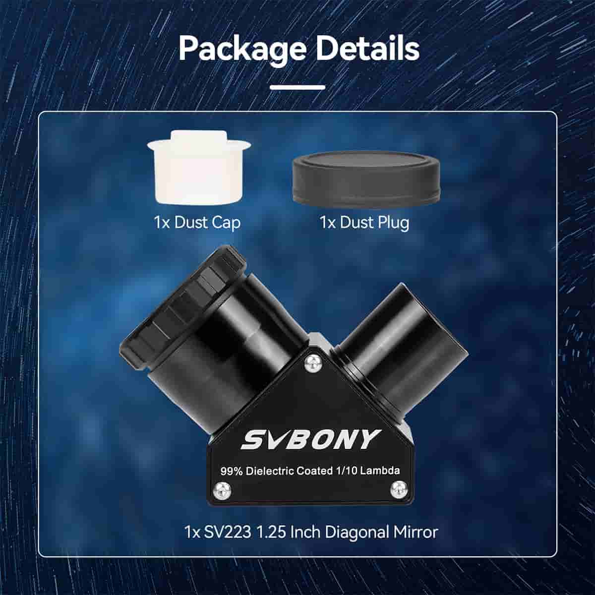Svbony Accessory 1.25" SV223 Diagonal 90-degree Clicklock 99% Reflective Dielectric Coating - W9180