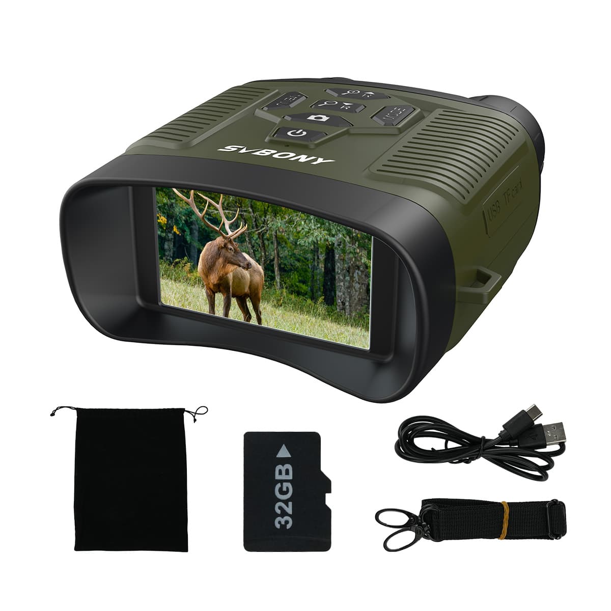 Svbony Accessory Green Svbony SA206 Night Vision Goggles Binoculars 4K Digital Infrared for Hunting, Bird Watching, Wildlife Observation, Night Fishing Camping