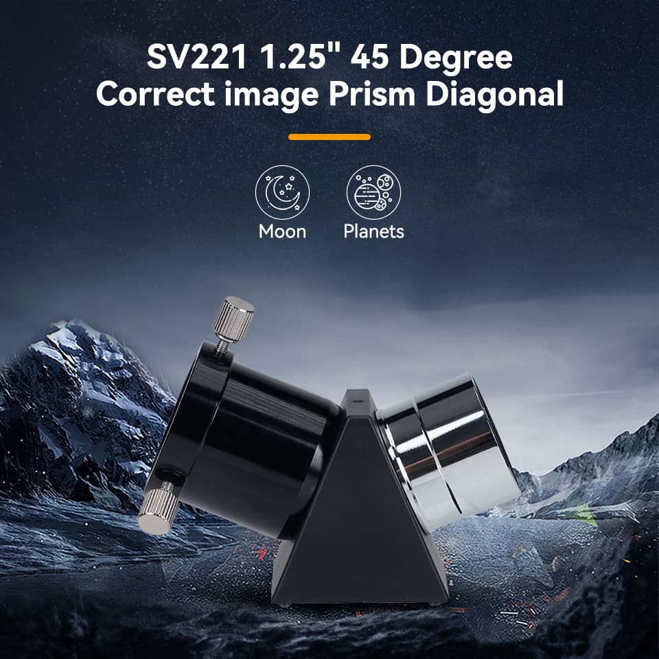 Svbony Accessory SV221 Correct Image Prism Diagonal 1.25" 45 Degree for Refractor Telescope - W9178B
