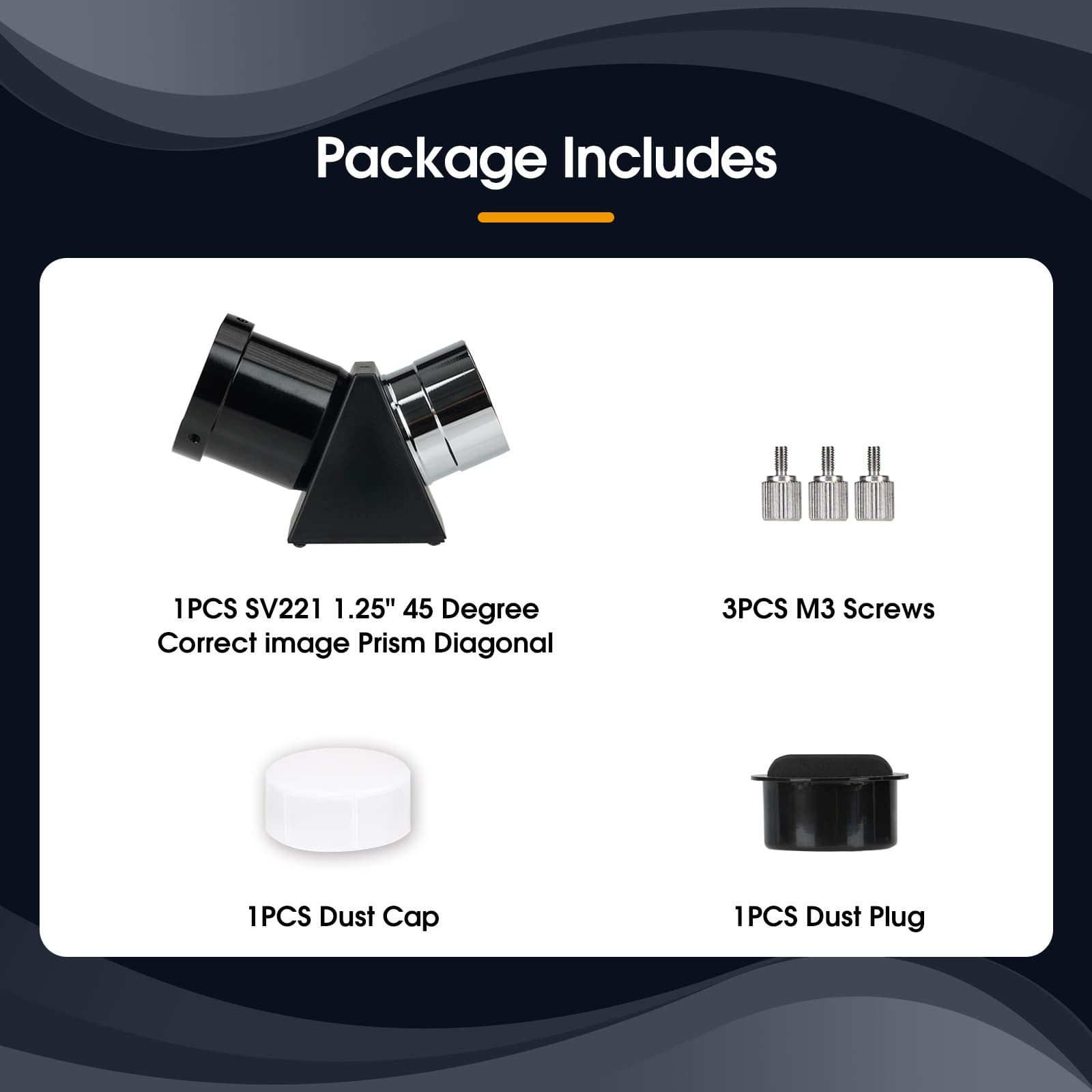 Svbony Accessory SV221 Correct Image Prism Diagonal 1.25" 45 Degree for Refractor Telescope - W9178B