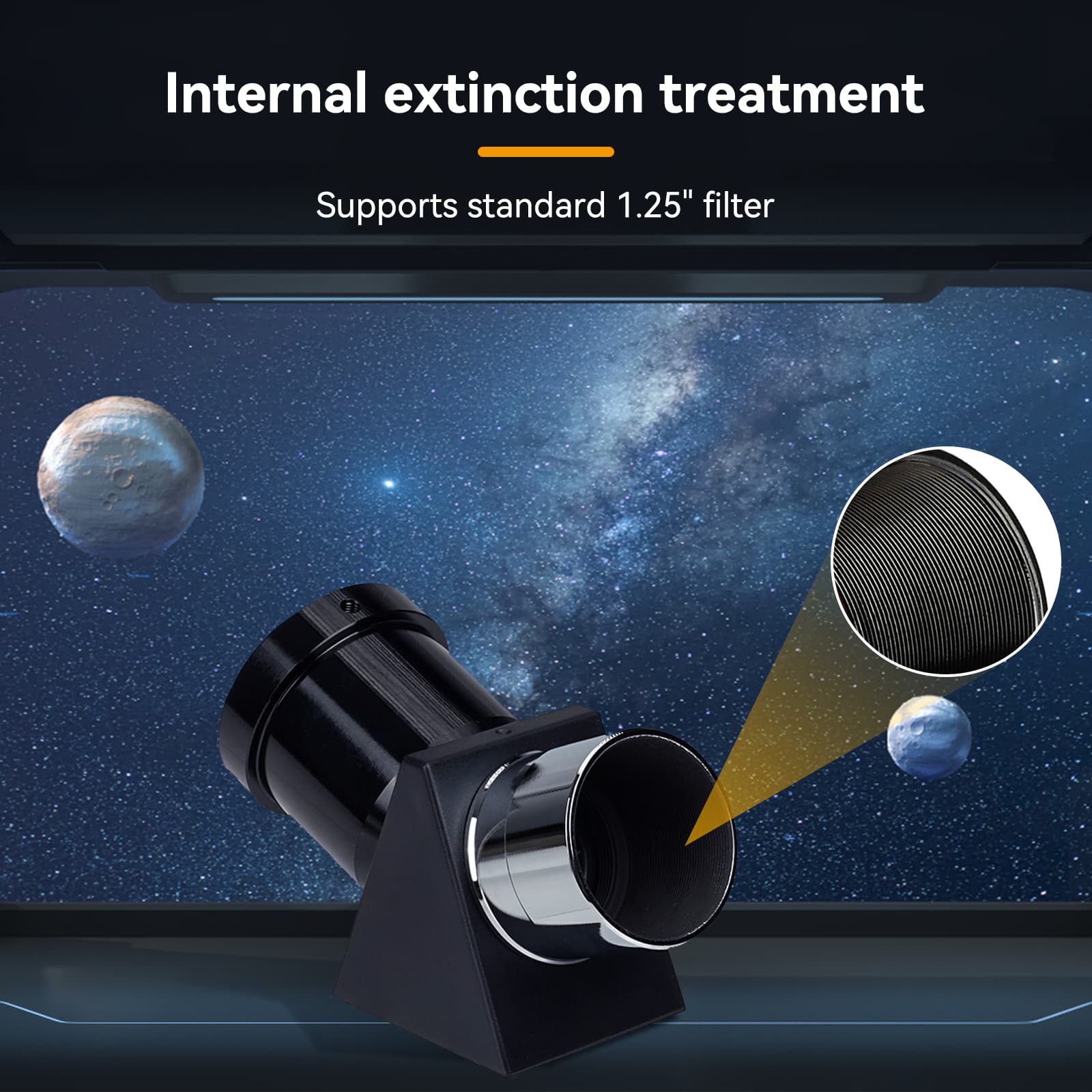 Svbony Accessory SV221 Correct Image Prism Diagonal 1.25" 45 Degree for Refractor Telescope - W9178B