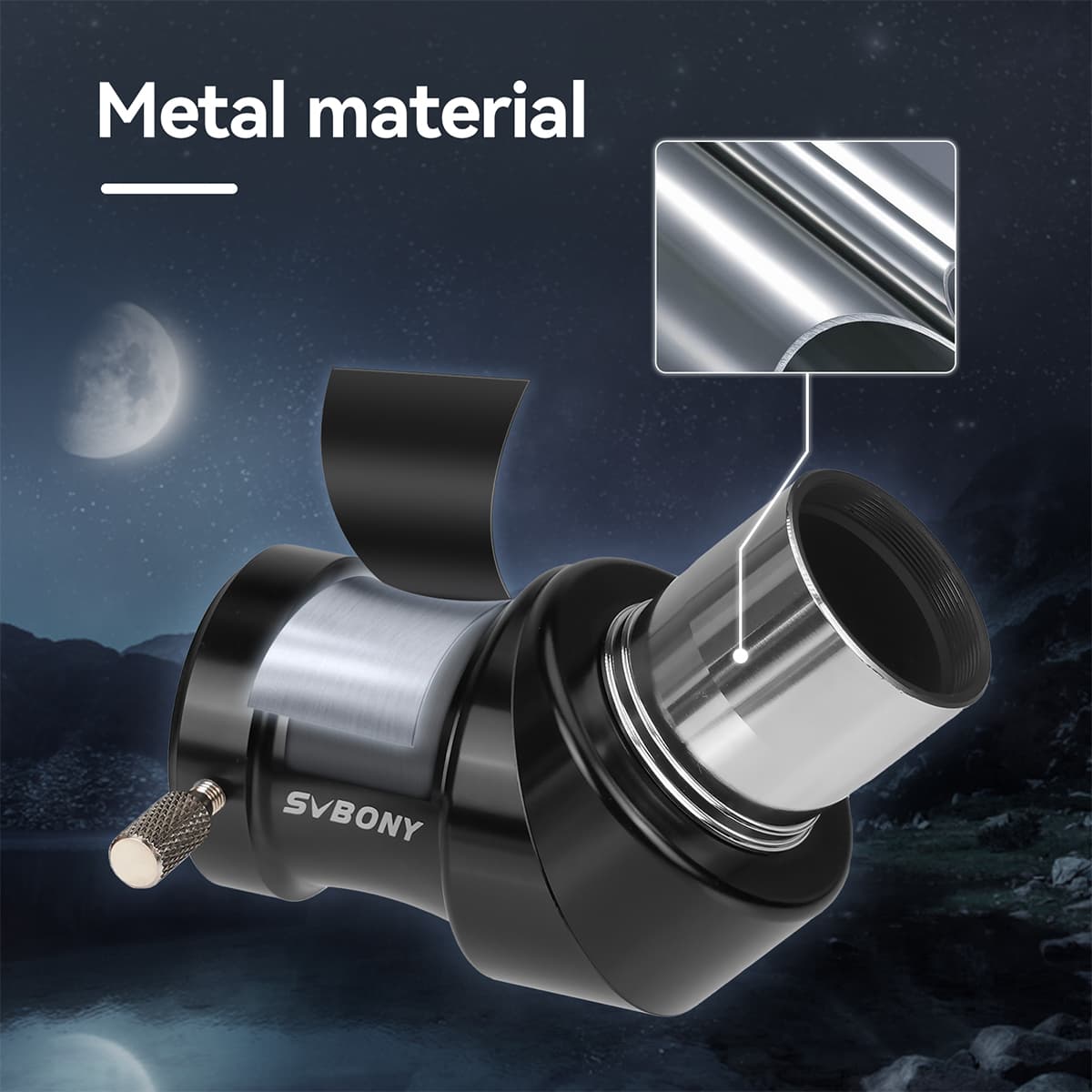 Svbony Accessory SV222 Correct Image Prism Diagonal 45 Degree 1.25-inch Fully Multi-Coated Metal for Refractor Telescope - W9179A