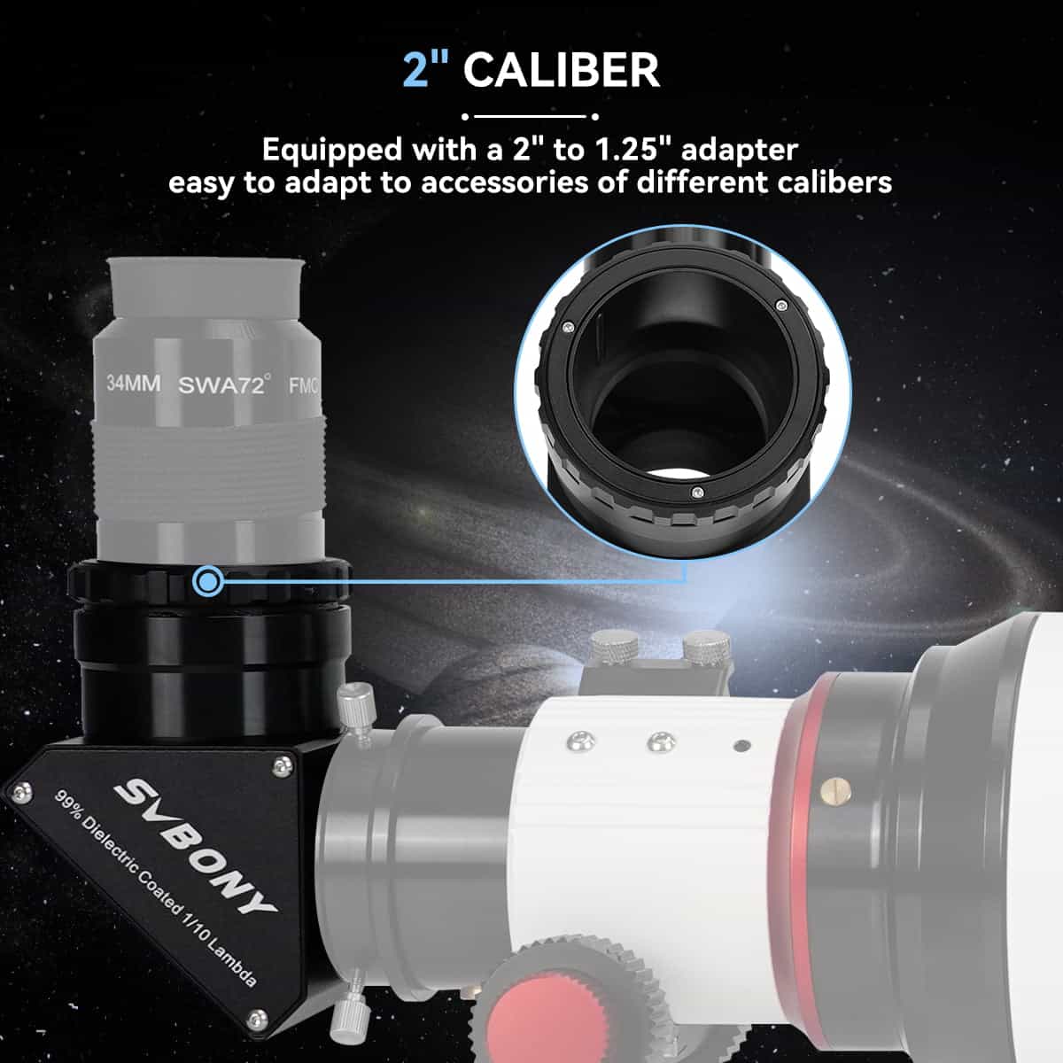 Svbony Accessory SV223 Diagonal 90-degree Clicklock 99% Reflective Dielectric Coating - W9180