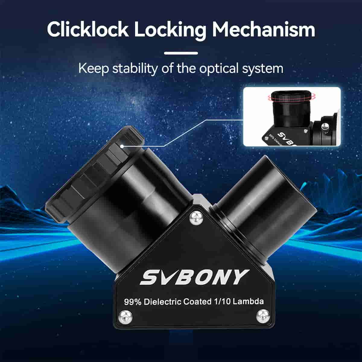 Svbony Accessory SV223 Diagonal 90-degree Clicklock 99% Reflective Dielectric Coating - W9180