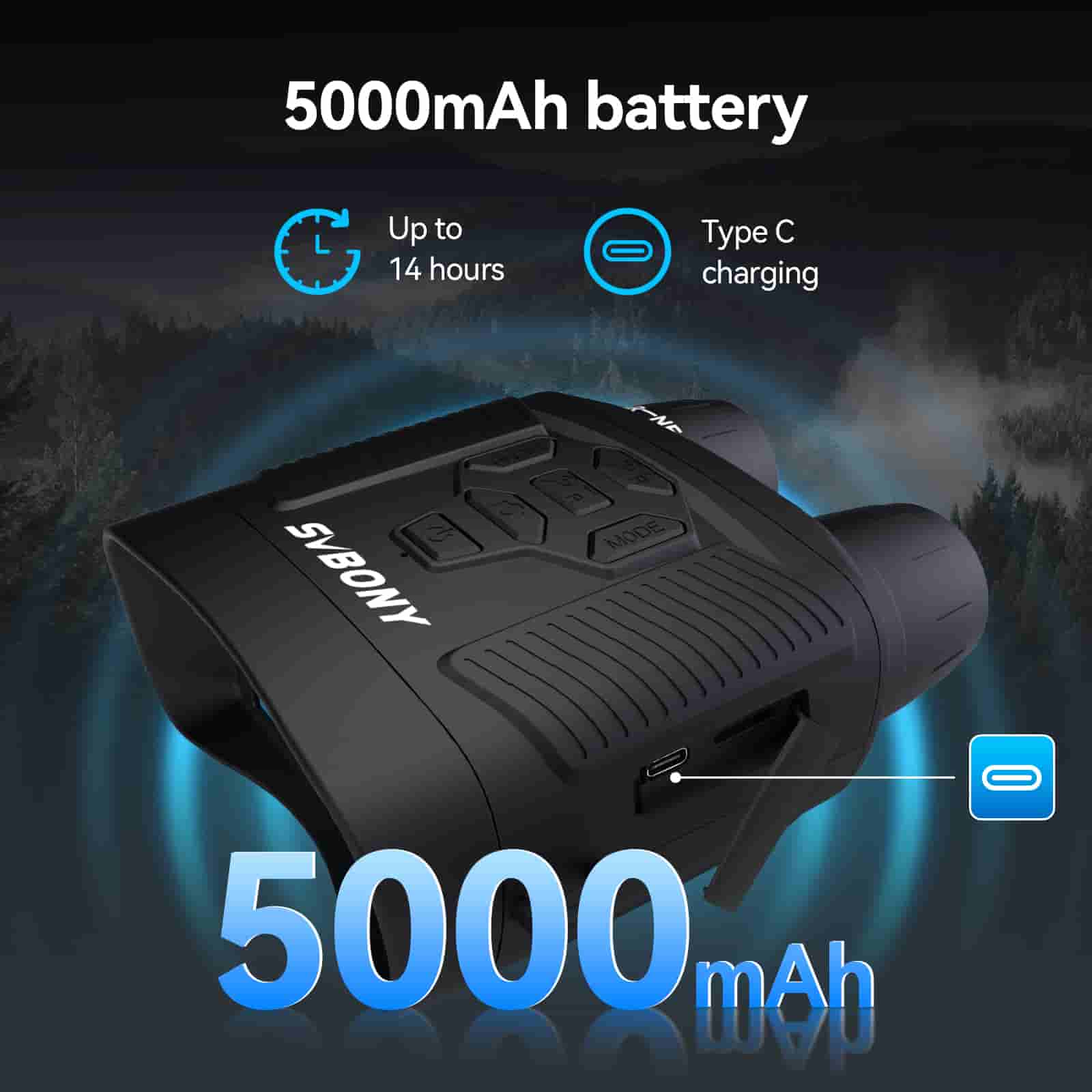 Svbony Accessory Svbony SA206 Night Vision Goggles Binoculars 4K Digital Infrared for Hunting, Bird Watching, Wildlife Observation, Night Fishing Camping - F9394A