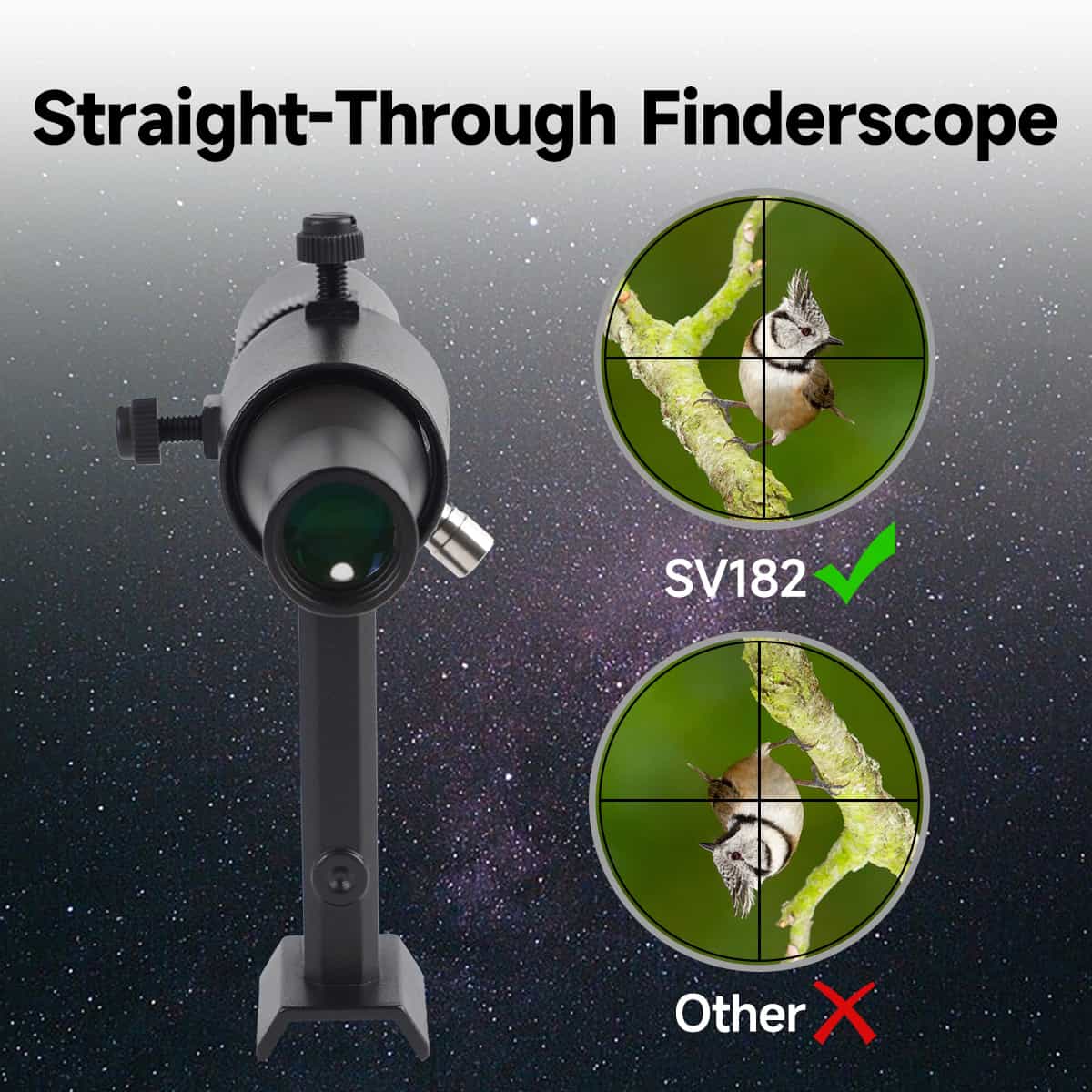 Svbony Accessory Svbony SV182 6x30 Finder Scope Straight Metal Star Finder Black Correct-Image Optical for Astronomical Telescope with Stand and Bracket- W9141D