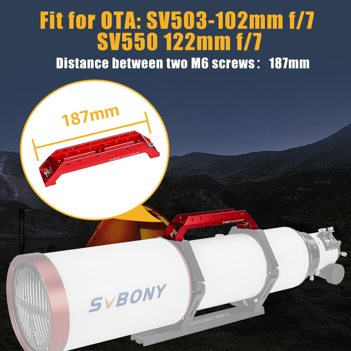 Svbony Accessory SVBONY SV211 203mm Saddle Handle Bar for SV503 102mm and SV550 122mm f/7 OTA