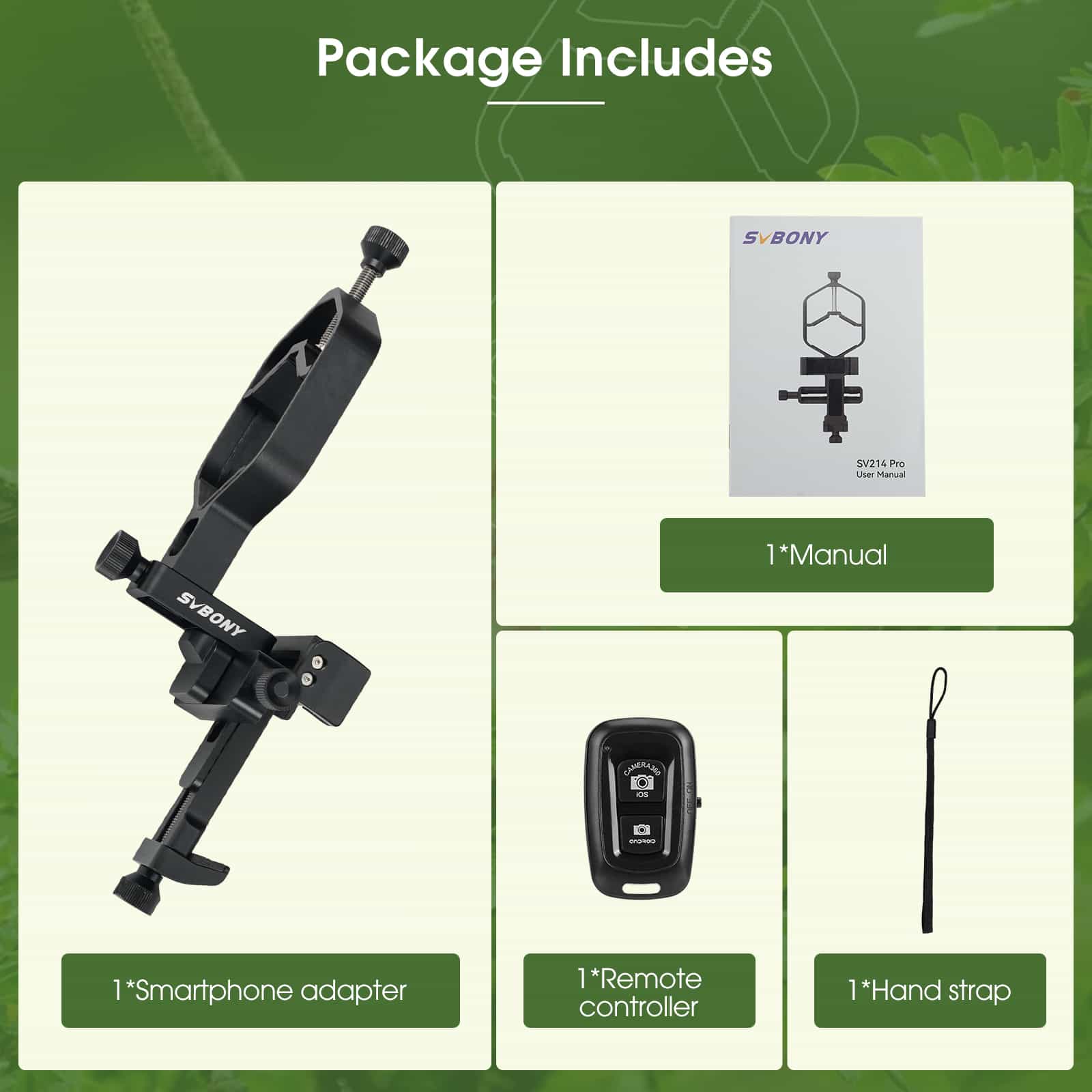 Svbony Accessory SVBONY SV214 Pro 3-Axis Universal Phone Adapter Clamp With Shutter 28mm-64mm - W9176A / W9176B