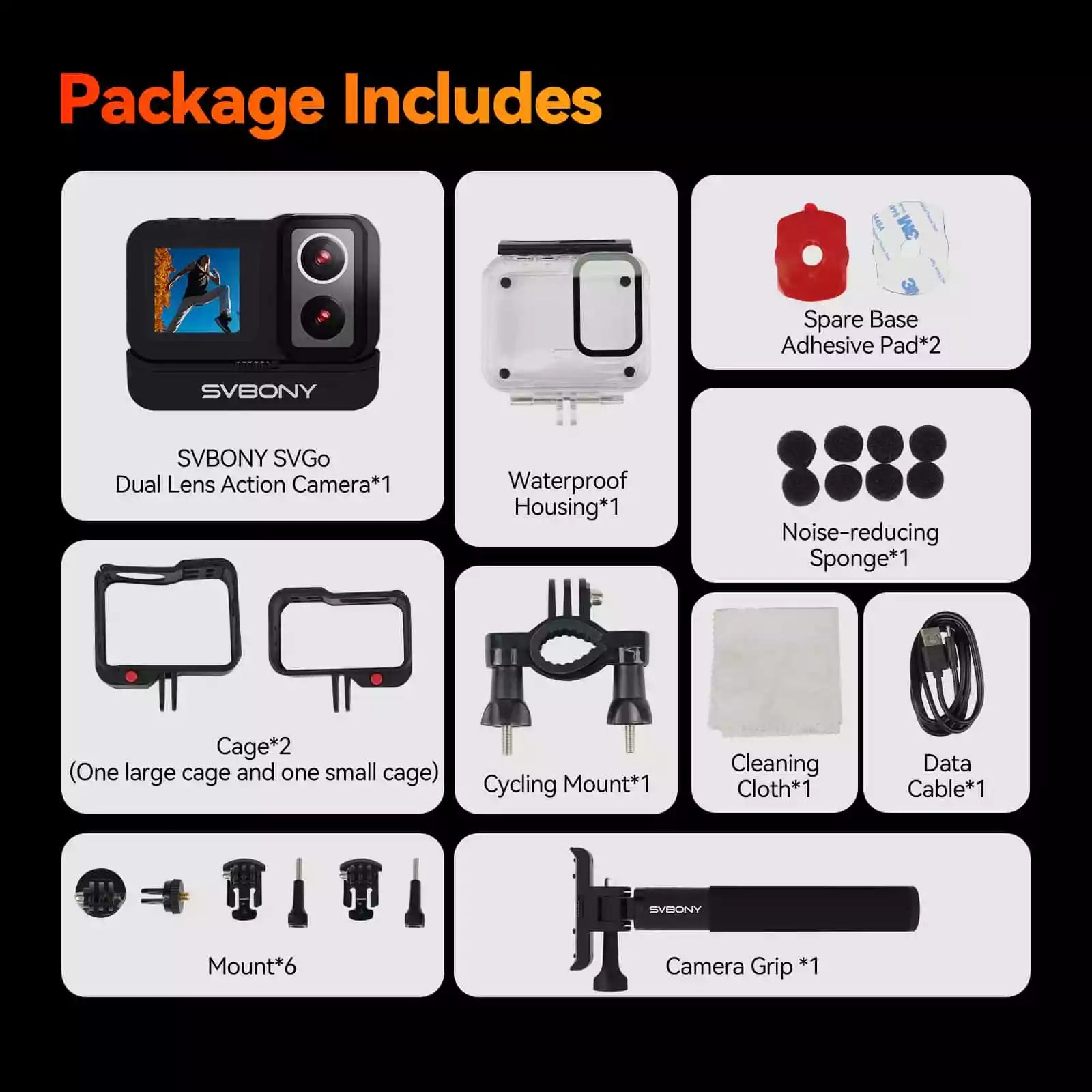 Svbony Cameras SvBony SVGO Dual Lens Action Camera - W9319A