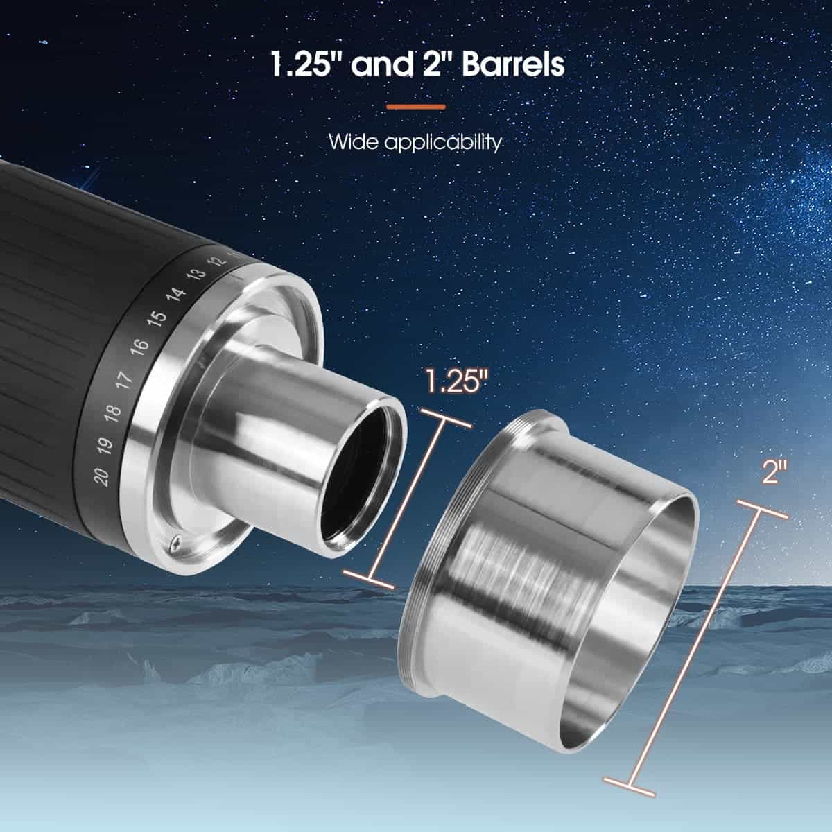 Svbony Eyepiece Svbony SV230 Super Zoom Aspheric Eyepiece Clickstop Parfocal Design 8-20mm 57°- 72° AFOV for Astronomical Observation with 1.25" / 2" Nosepieces - W9185A