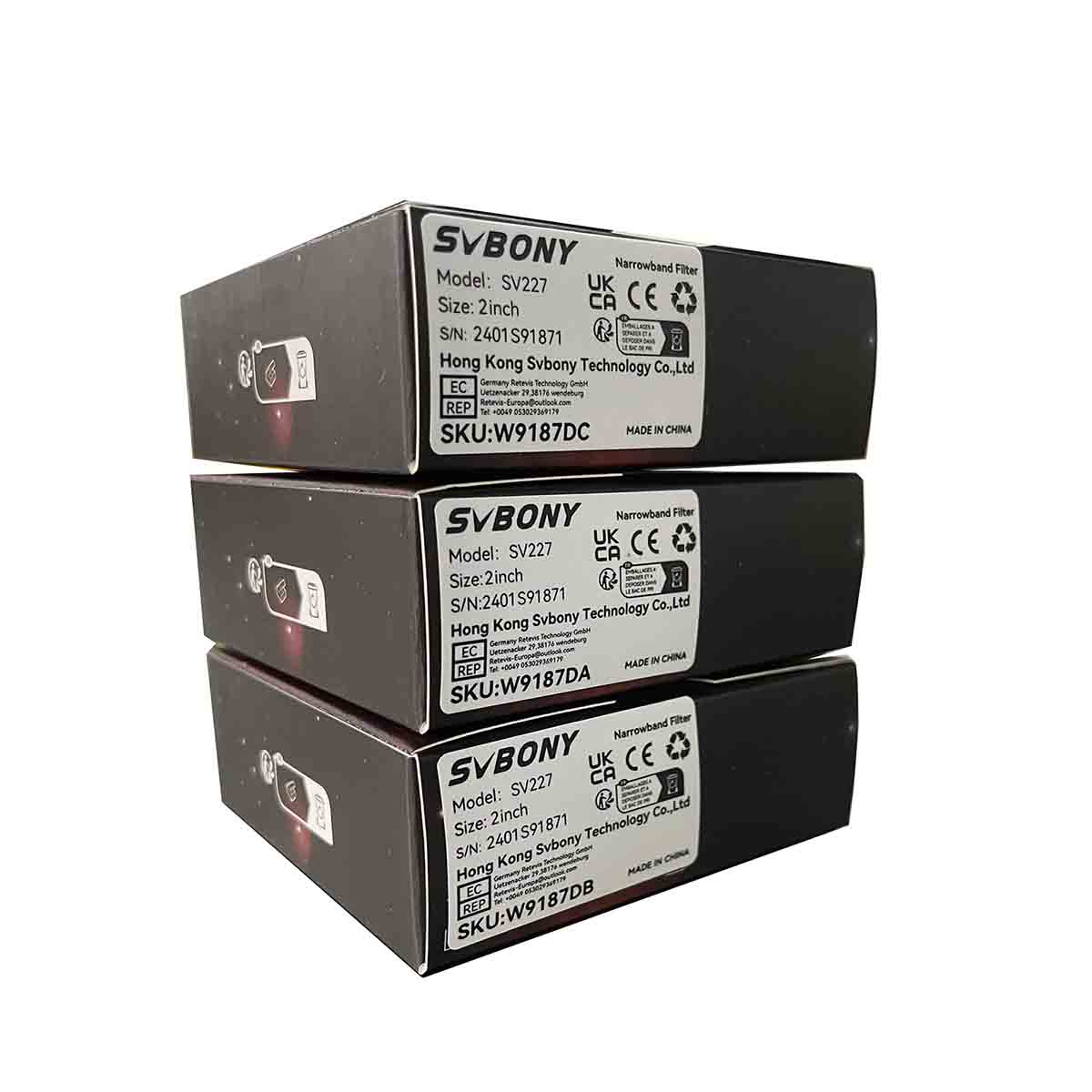 Svbony Filter Svbony SV227 SHO 5nm 2" Filter Set SII H-Alpha OIII Narrowband Photographic Filters for Deep Sky - W9187DA-W9187DB-W9187DC