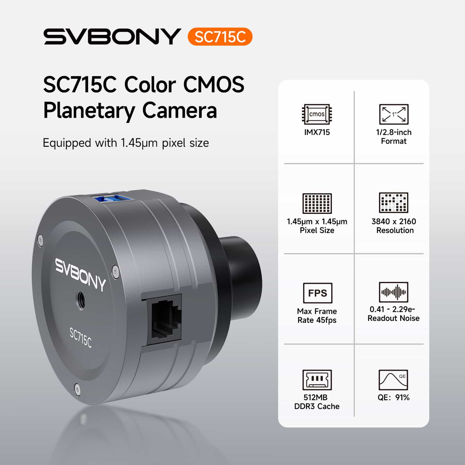 Svbony Svbony SC715C OSC Planetary Camera Color CMOS IMX715 USB3.0 for Capturing Deep-sky Objects - W9305A