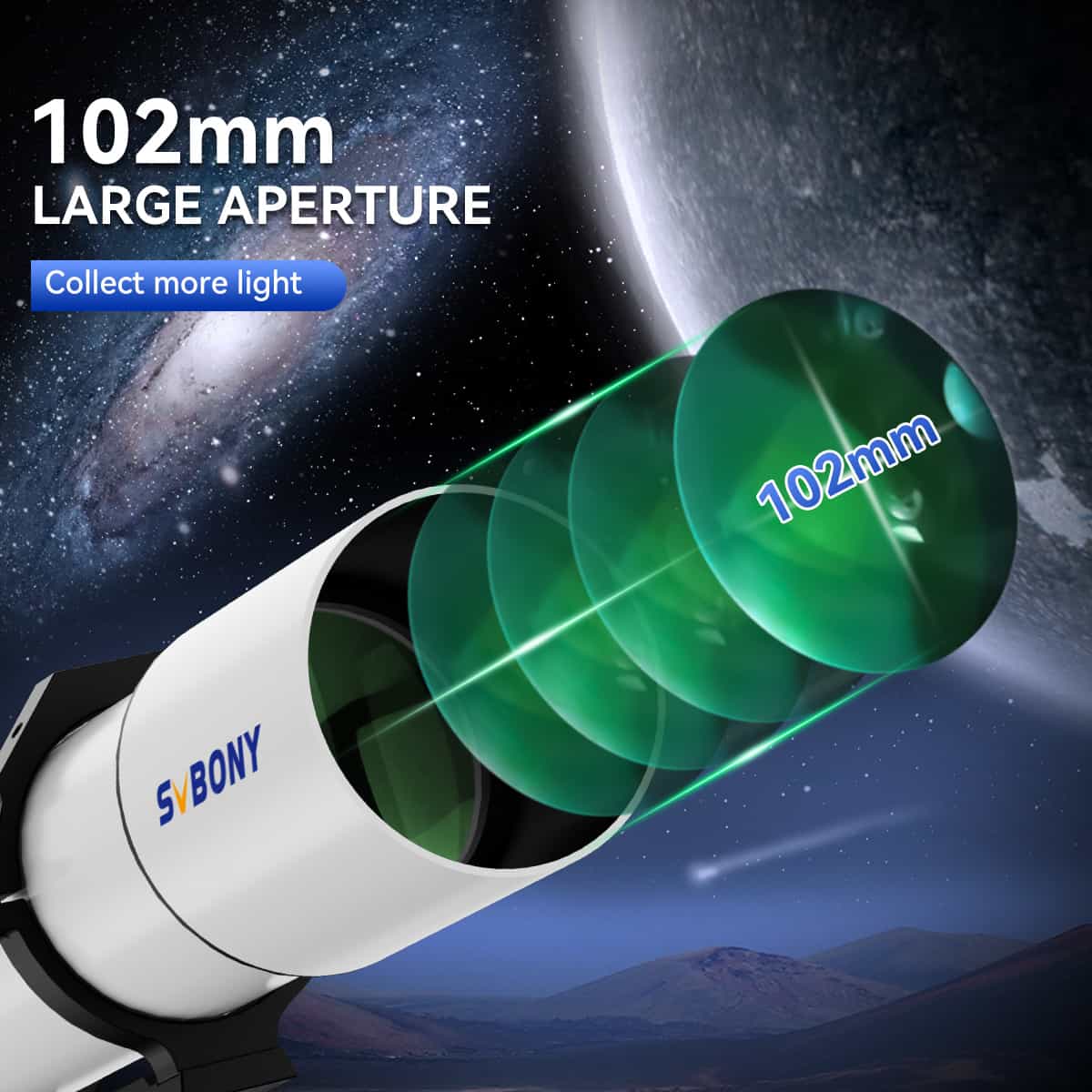 Svbony Telescope Svbony SV48P 102mm F6.5 Refractor Telescope with Dual-Speed Focuser - F9341C
