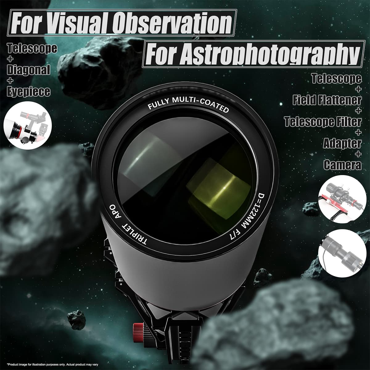 Svbony Telescope Svbony SV550 122mm Triplet APO F7 Refractor Telescope - F9381C