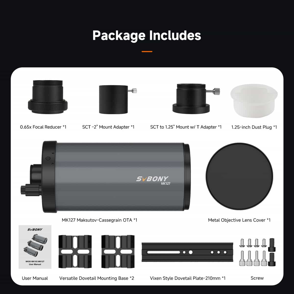 Svbony Telescope SVBONY Telescope MK127 Maksutov-Cassegrain OTA - F9382C