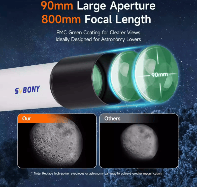 Svbony Telescopes SVBONY SV520 90mm f/8.9 AZ Refractor Telescope Kit - W9302A