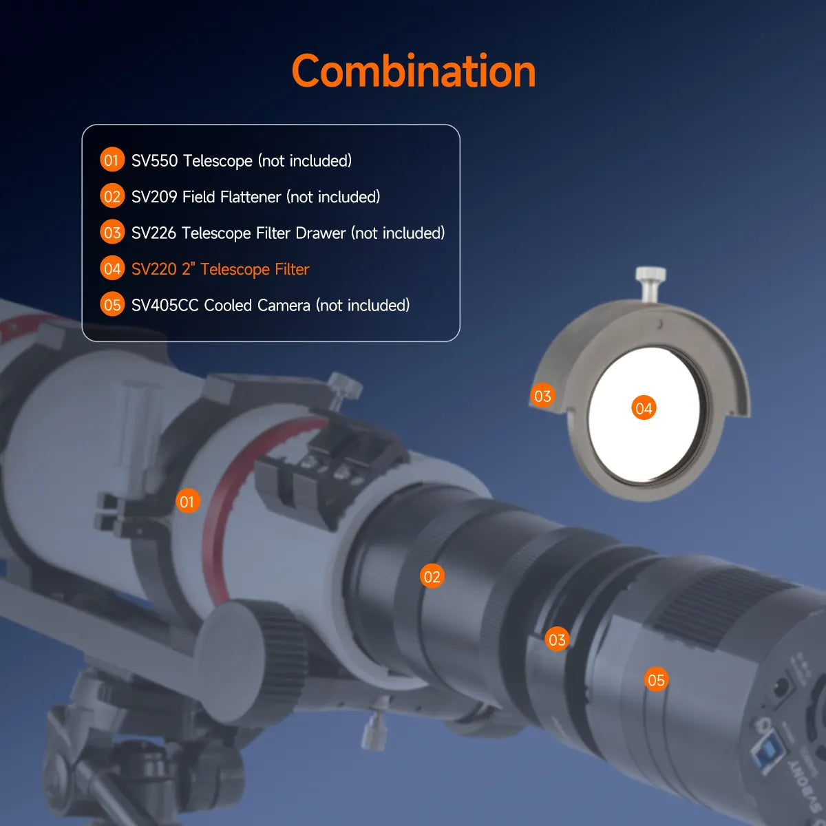 Filtre nébuleux double bande 7 nm H-alpha et OIII Svbony SV220 - W9172