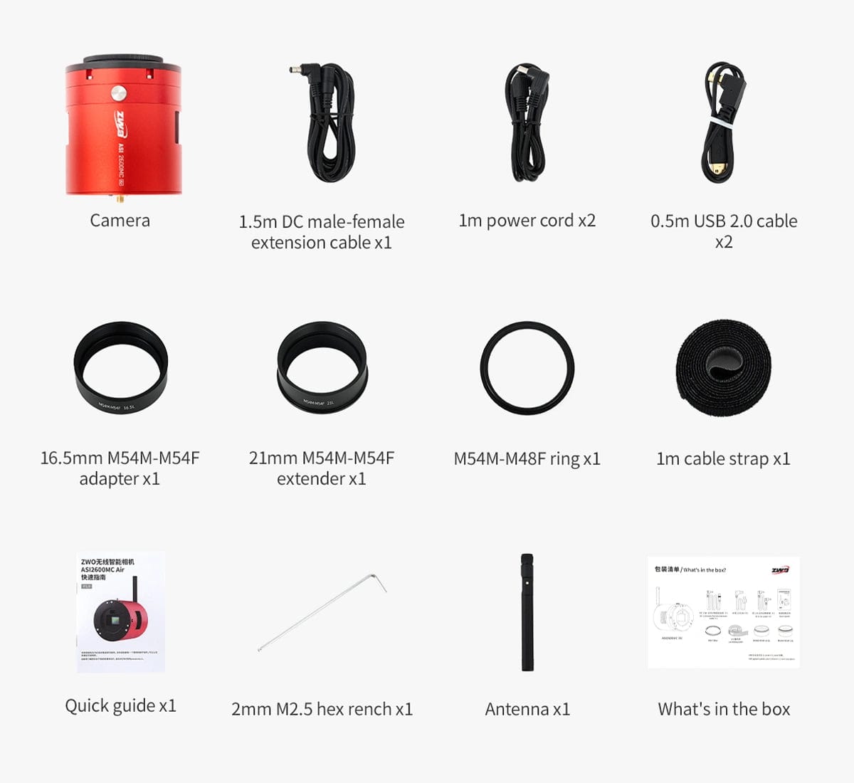 ZWO Camera ZWO ASI2600MC Air 26MP 3.76um Wireless Smart Astrophotography Camera with Built-in Guiding and Smart Control - ASI2600MC-AIR