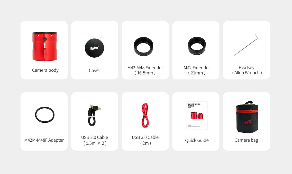 ZWO Camera ZWO ASI2600MC Pro 2025 26MP 3.76um Cooled Colour CMOS Telescope Astrophotography Camera - ASI2600MC-P25