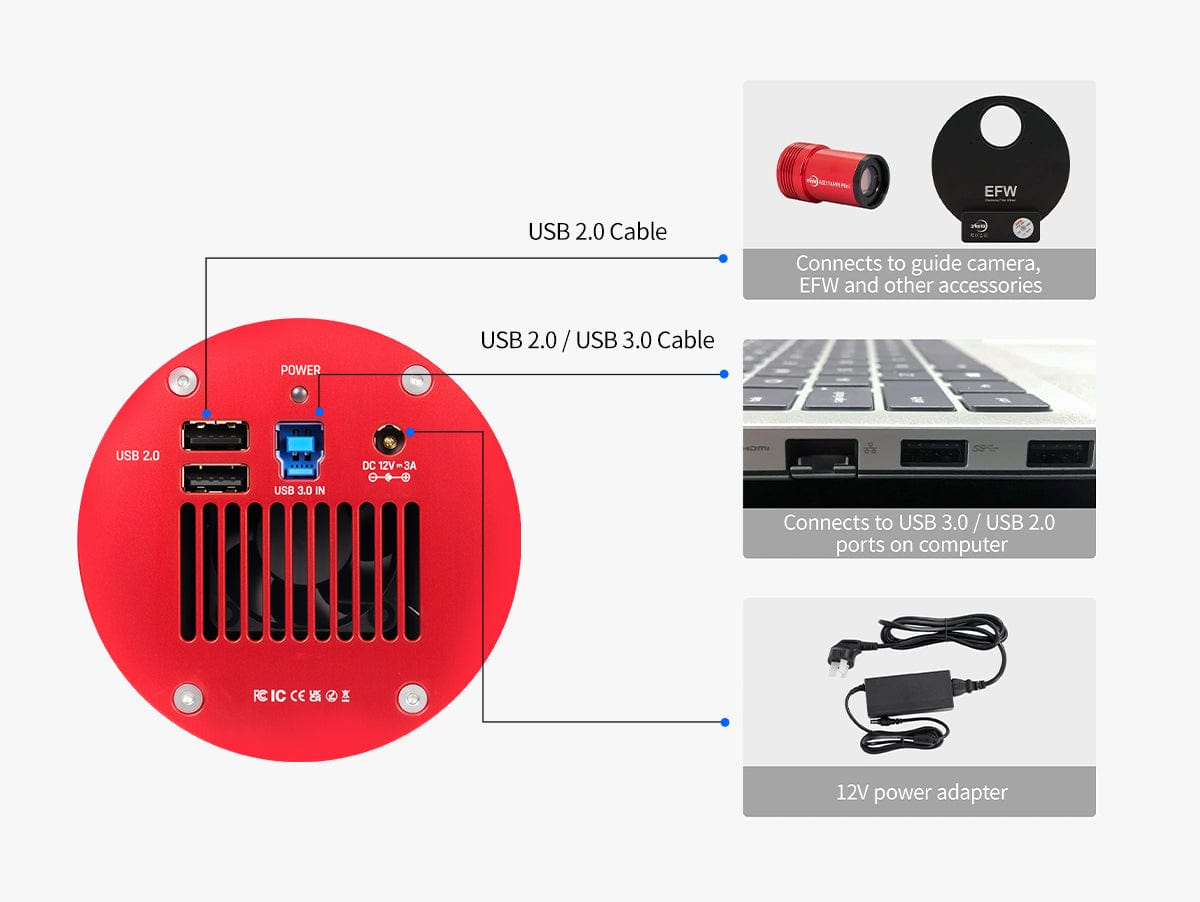 ZWO Camera ZWO ASI2600MC Pro 2025 26MP 3.76um Cooled Colour CMOS Telescope Astrophotography Camera - ASI2600MC-P25