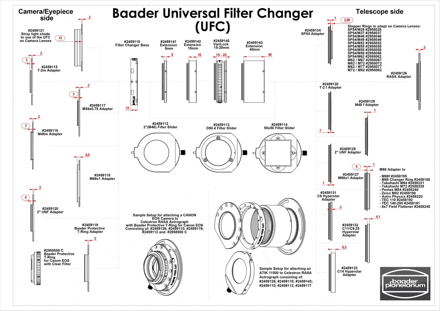 Baader Planetarium Accessory Baader UFC Base (Filter Chamber) Telescope-Sided S70 Dovetail Receptor - 2459110