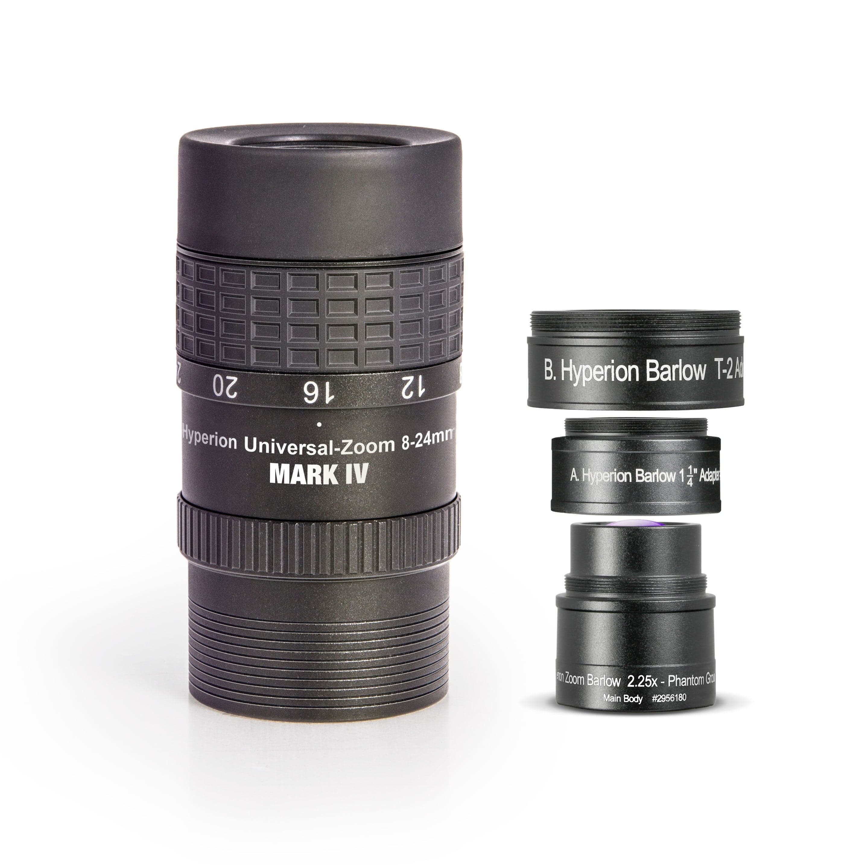 Baader Hyperion Bundle - 8-24mm Clickstop Zoom Eyepiece MkIV with Hyperion  Zoom Barlow 2.25X - 2454827