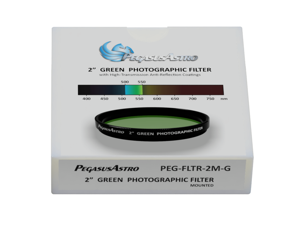 Pegasus Astro Filter Wheel Green Pegasus Astro 2" Filters - LRGB (Lum, Red, Green, Blue) & 7nm SHO (SII, Ha, OIII)