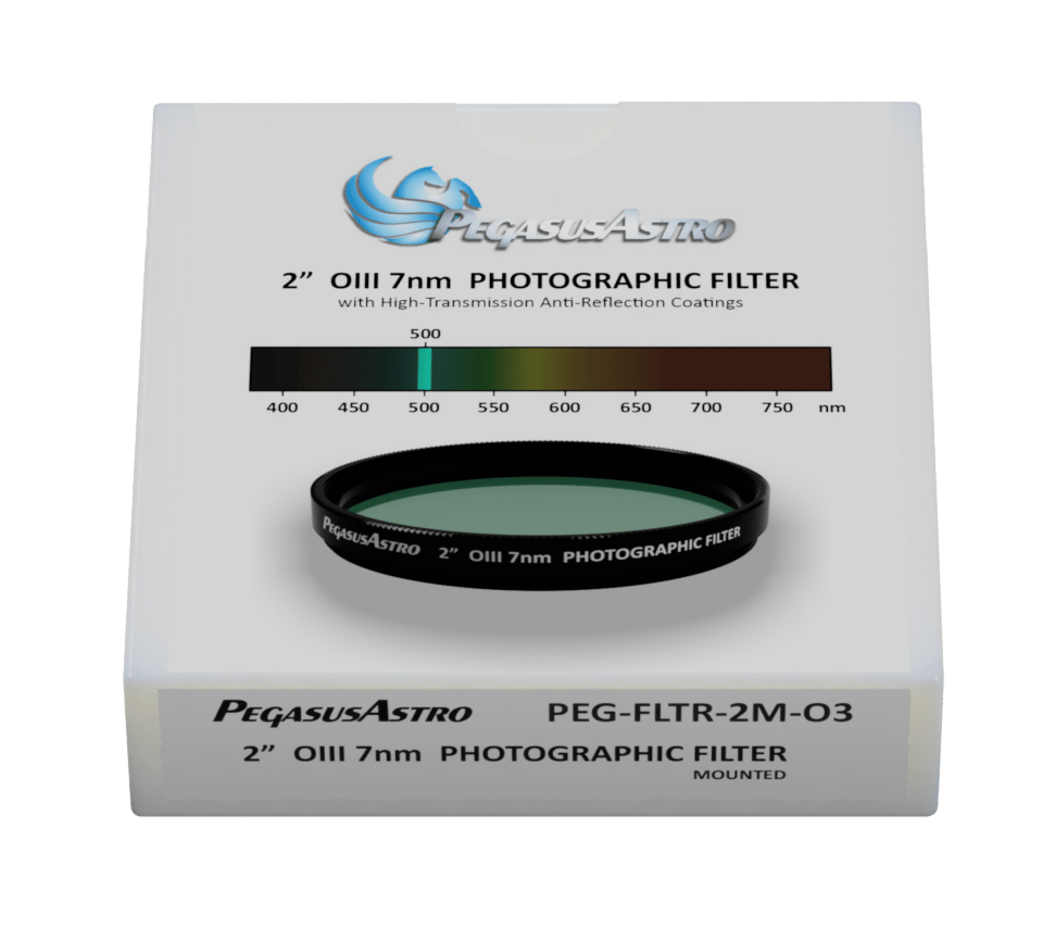 Pegasus Astro Filter Wheel Oxygen III (OIII) 7nm Pegasus Astro 2" Filters - LRGB (Lum, Red, Green, Blue) & 7nm SHO (SII, Ha, OIII)