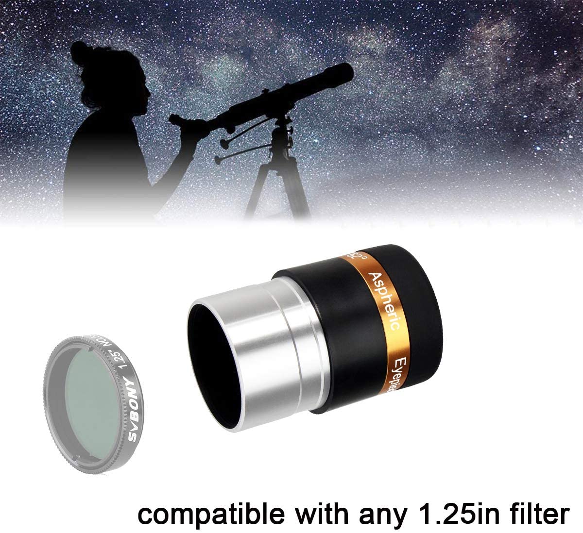 Svbony Eyepiece Svbony 62 Degree 1.25" 5-Element Plossl Eyepiece