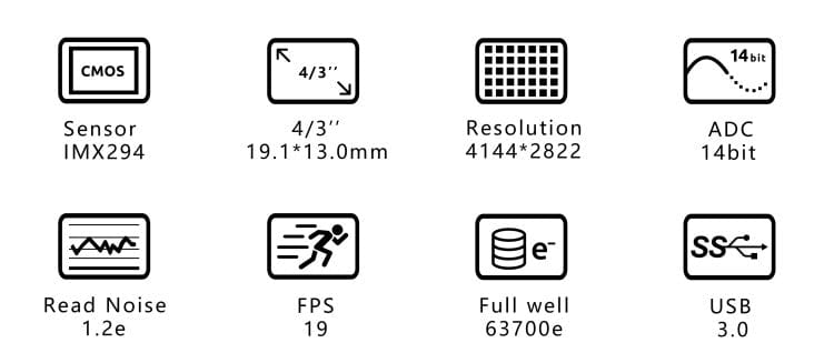 ZWO Camera ZWO ASI294MC 11.7MP USB 3.0 Color Astronomy Camera - ASI294MC