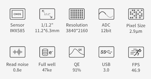 ZWO Camera ZWO ASI585MC 8.29MP USB 3.0 Color Camera - ASI585MC