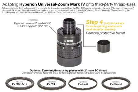 Baader Planetarium Accessory Baader 2"ext/M41.5int x 1, Zero-length thread reducing piece, to connect Hyperion Zoom Mark IV to the eyepiece outer thread of Bausch & Lomb, Opticron, and Kowa-Basis-Spotters - 2454832