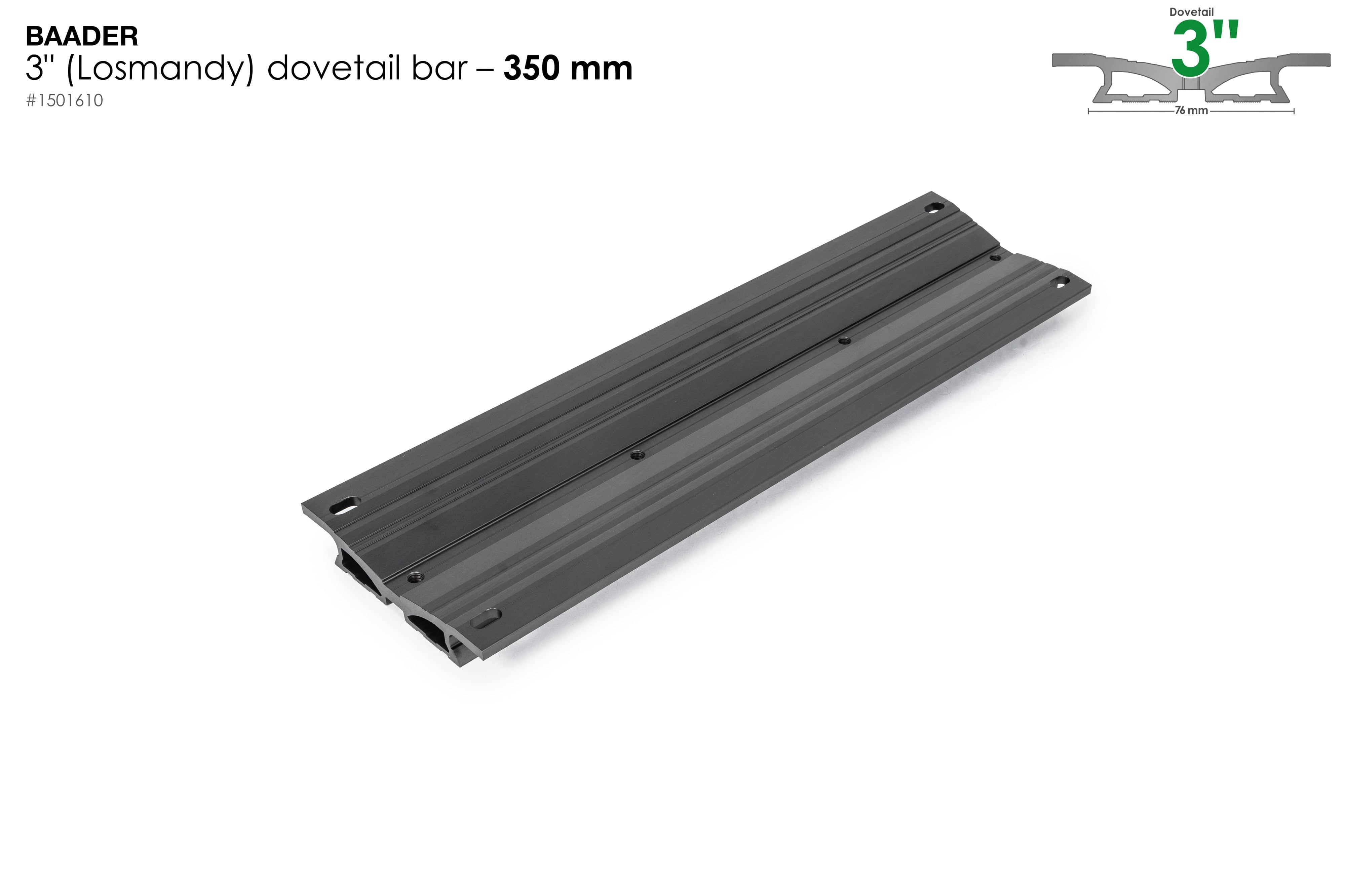 Baader Planetarium Accessory Baader 3" Losmandy Dovetail Bar, 350mm (14") long, black anodized