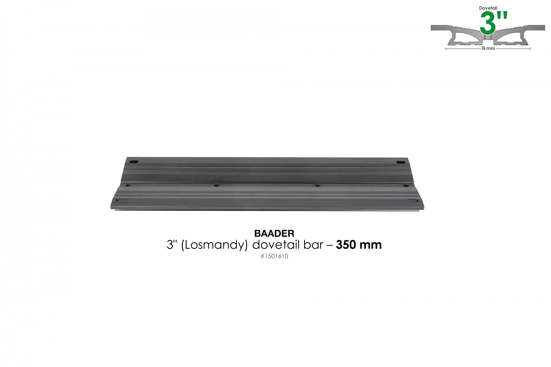 Baader Planetarium Accessory Baader 3" Losmandy Dovetail Bar, 350mm (14") long, black anodized