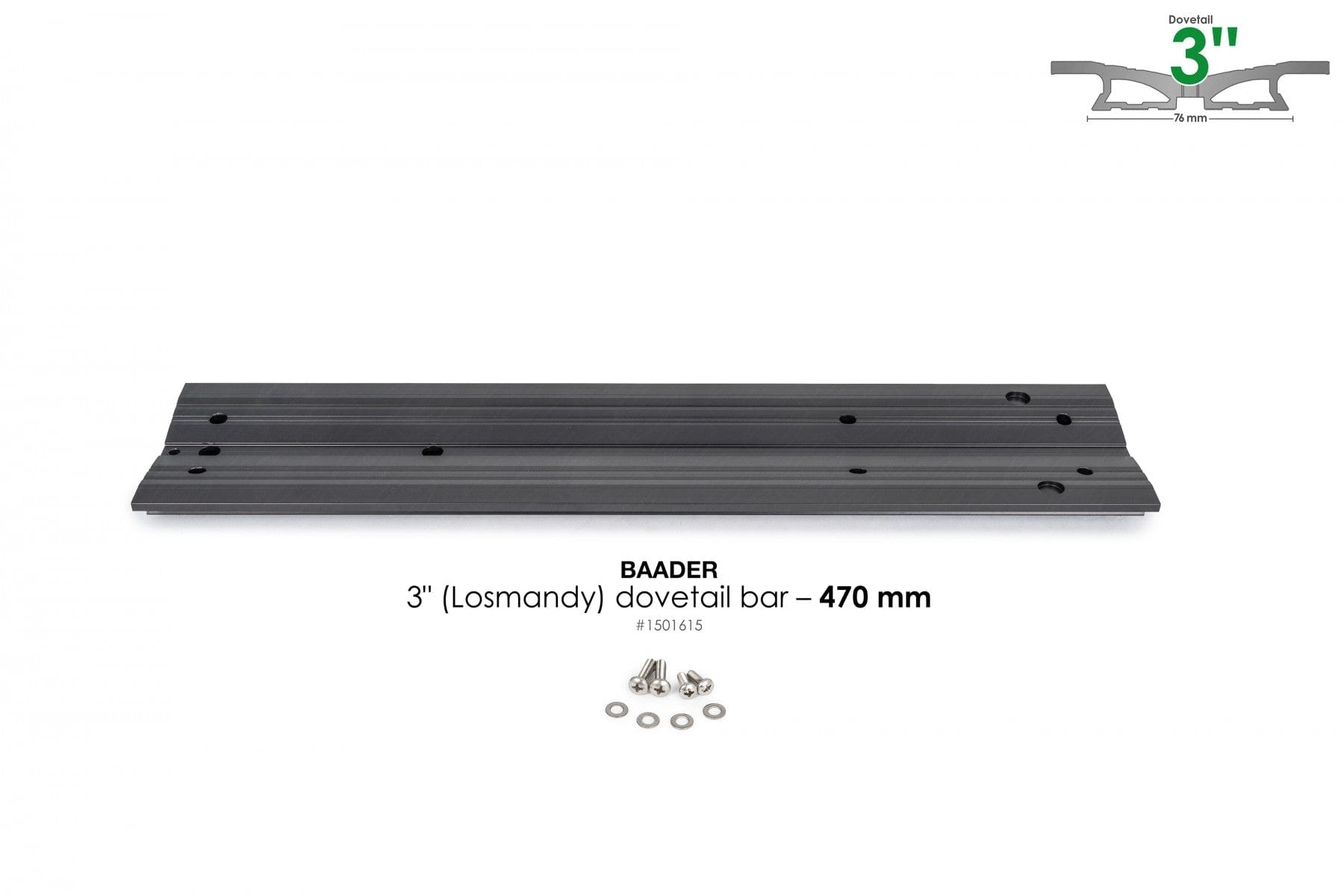 Baader Planetarium Accessory Baader 3" Losmandy Dovetail Bar, 470mm (18.5") long, black anodized