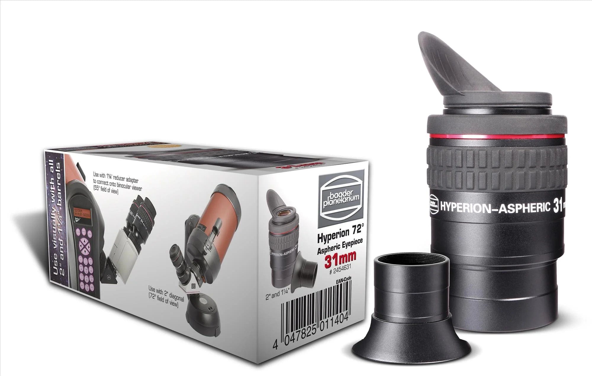 Baader Planetarium Eyepiece Baader Hyperion Aspheric 72 degree 31mm Eyepiece, with New Winged Eyeshield - 2454631