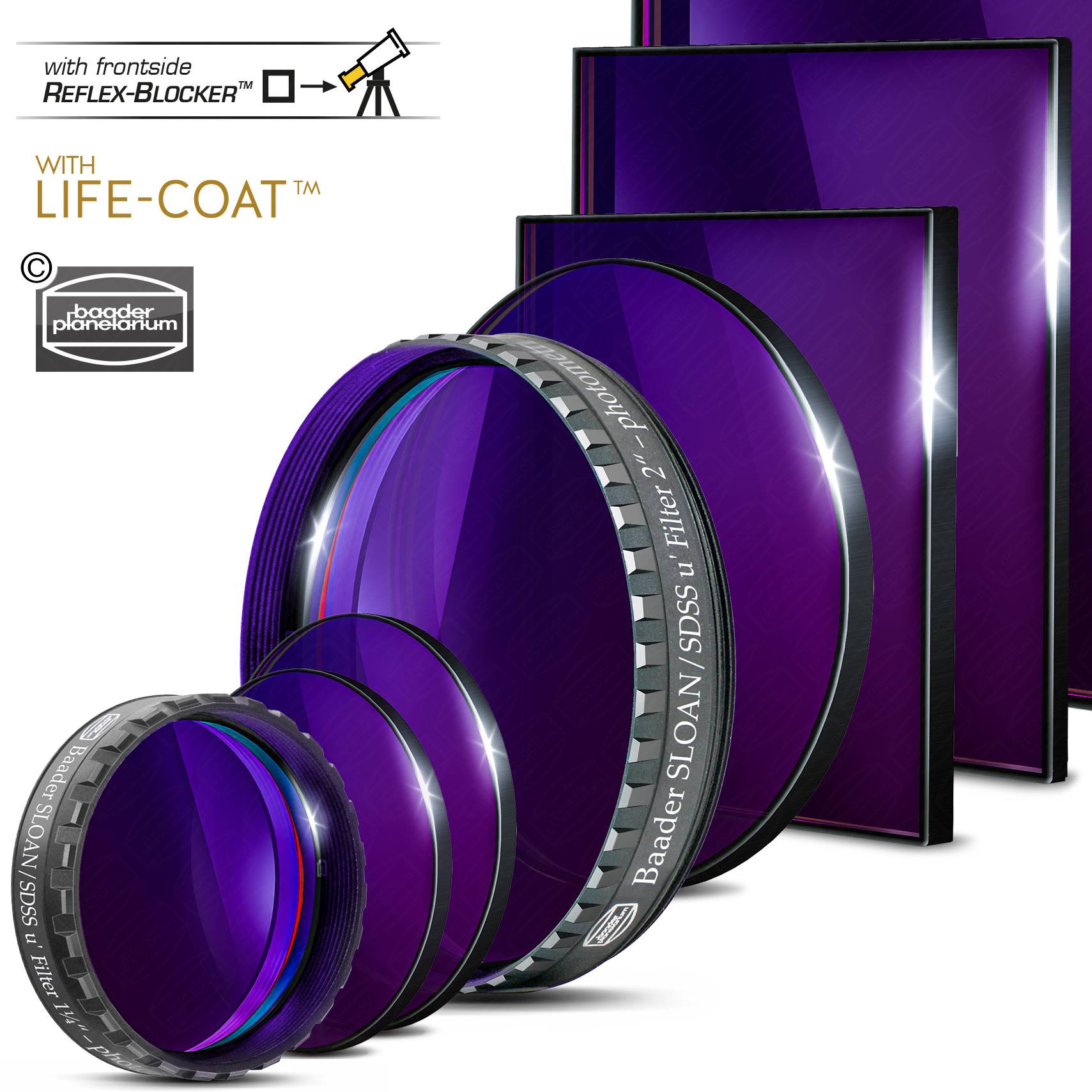 Baader Planetarium Filters SLOAN/SDSS u'-Filter 36mm – photometric - 2961702U
