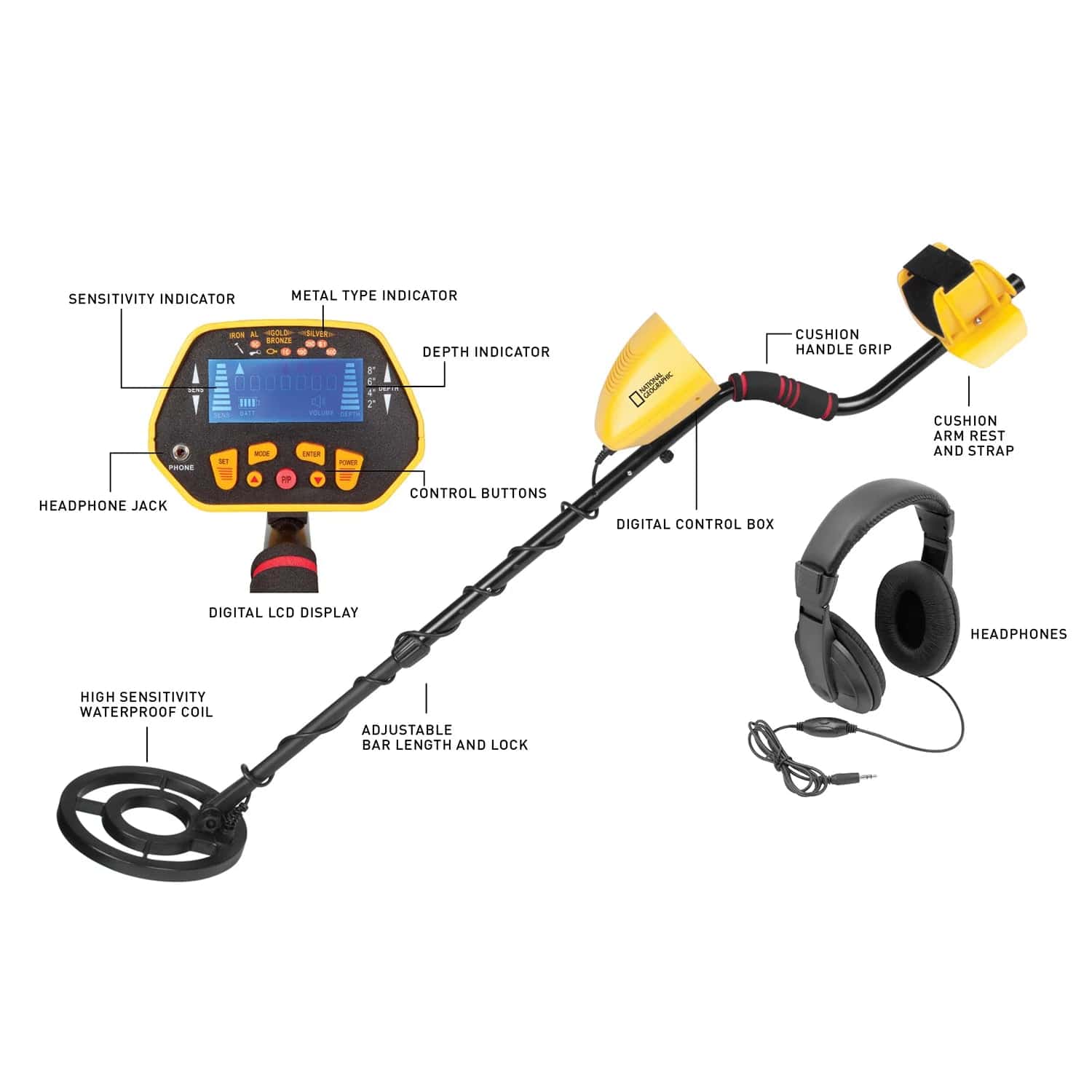 National Geographic Accessory National Geographic Digital Metal Detector w/Headphones - 80-20012
