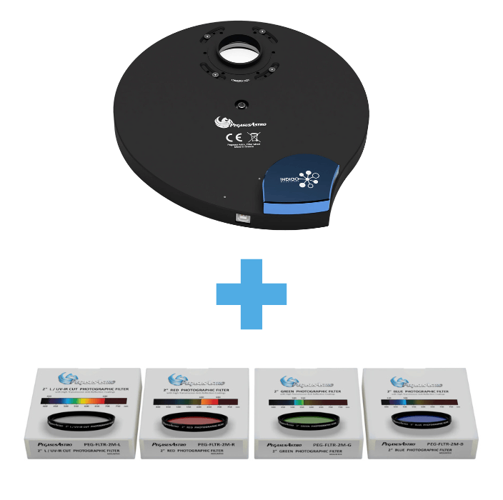 Pegasus Astro Filters BUNDLE SAVINGS - Pegasus Astro Indigo Filter Wheel with FREE LRGB 2" Filters - INDIGO-FILTERS-BUNDLE